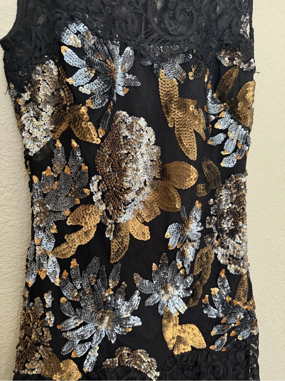 Nicole Miller “Like to Party” Black Lace Floral Sequin Cocktail Dress Sz 0 USA - Picture 4 of 13